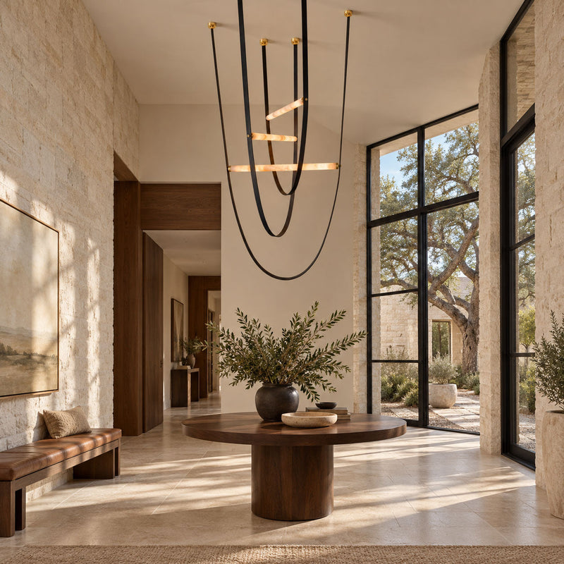 Gran Finale Glass Chandelier in a styled home interior | Alorenlamp