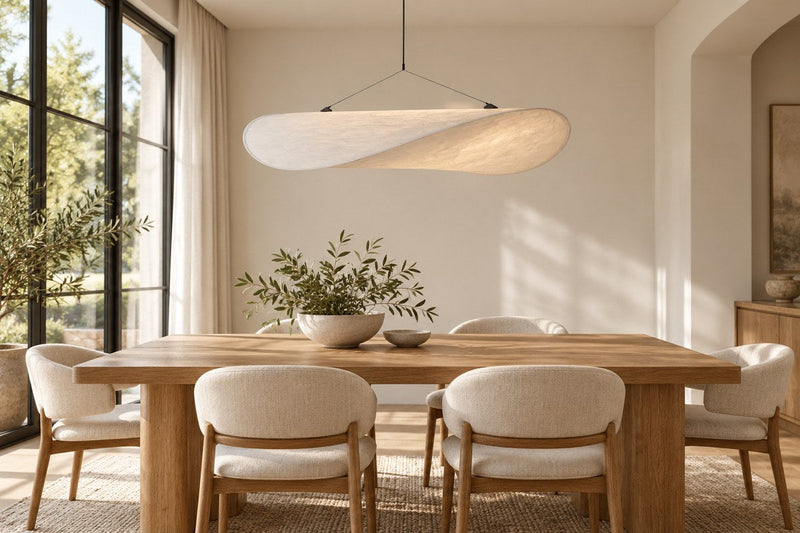 Tense Sculptural Tyvek Cloud Pendant Light in a styled home interior | Alorenlamp