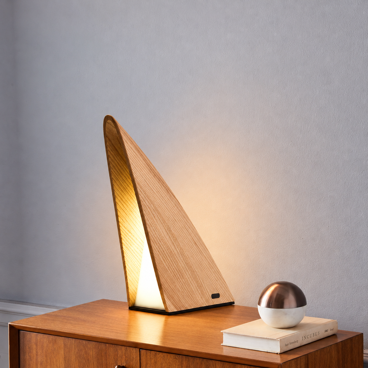 Triangular Wood Rechargeable LED Table Lamp