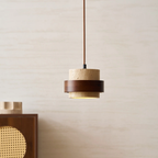 Cole Travertine and Wood Pendant Light