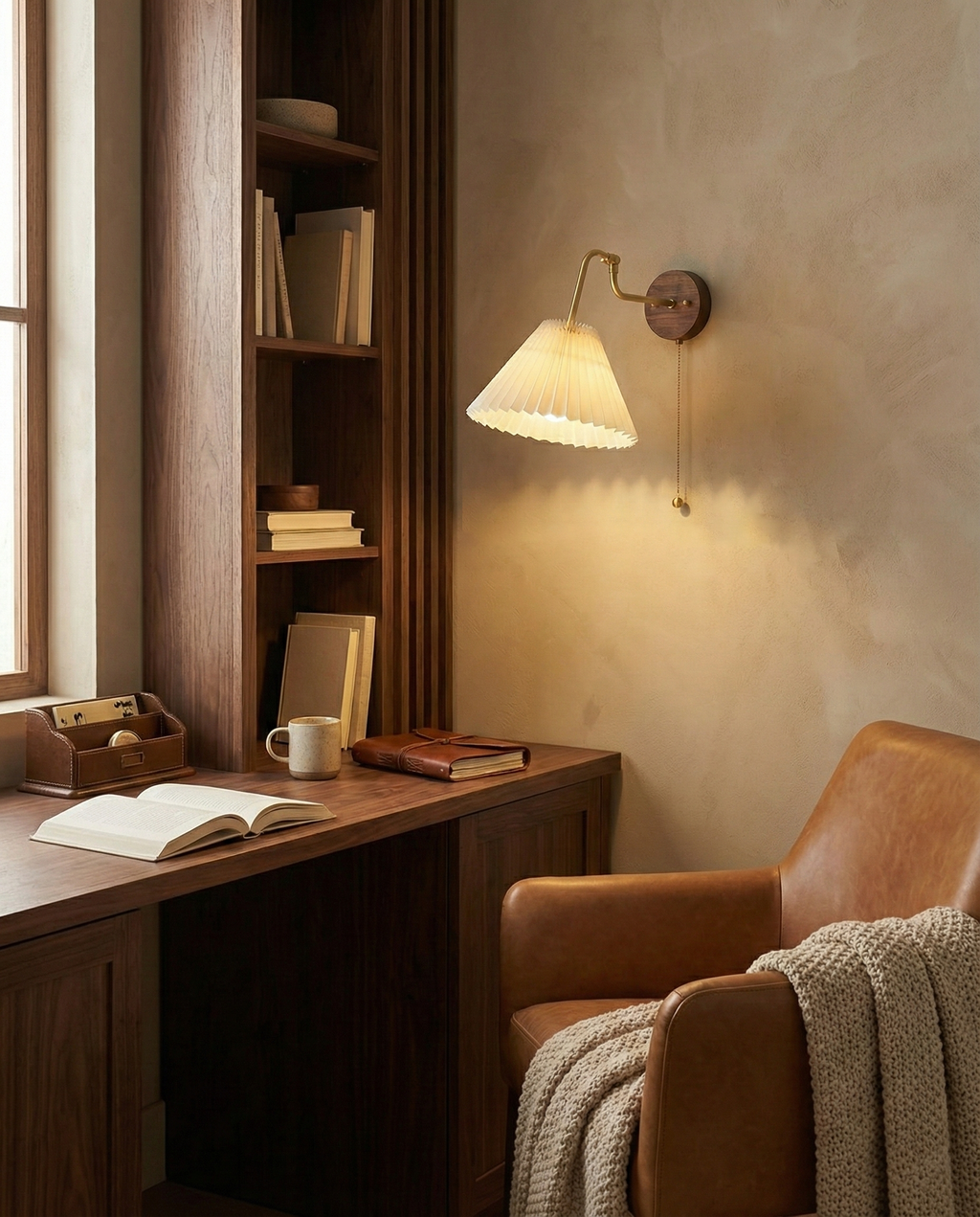 Aine Pleated Wood Wall Lamp — product view 9