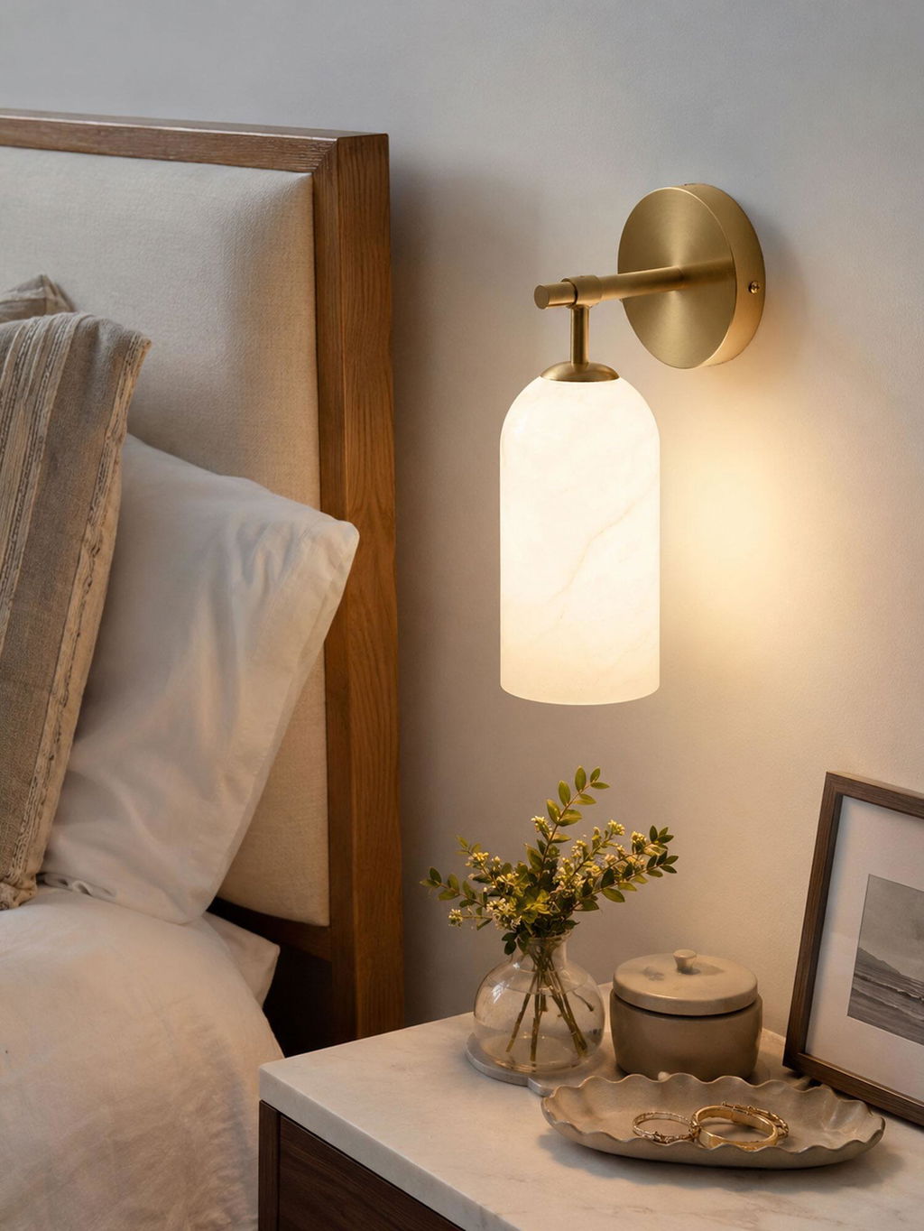 Alabaster Pillar Wall Sconce