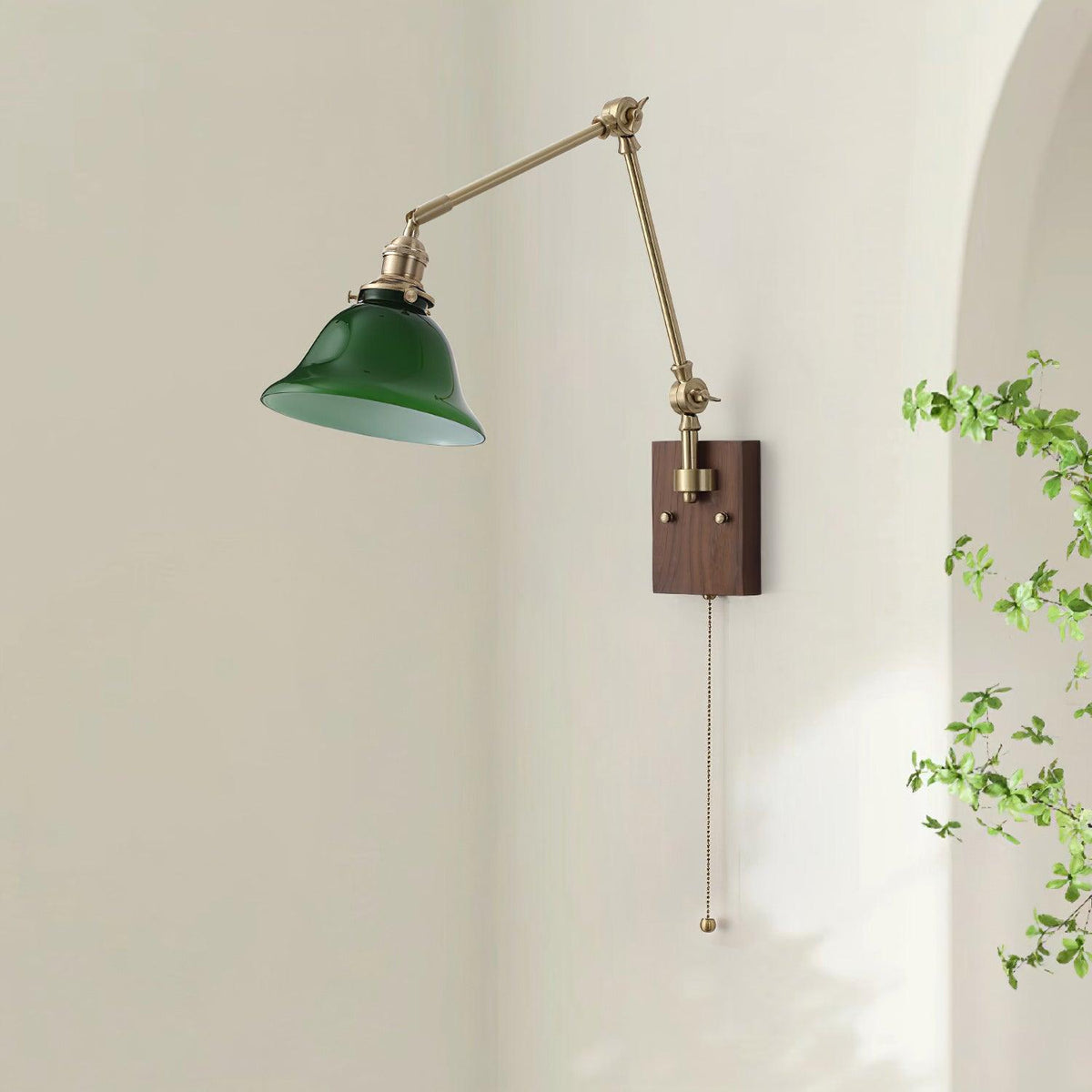 Banker Swing Arm Wood Wall Light — product view 13