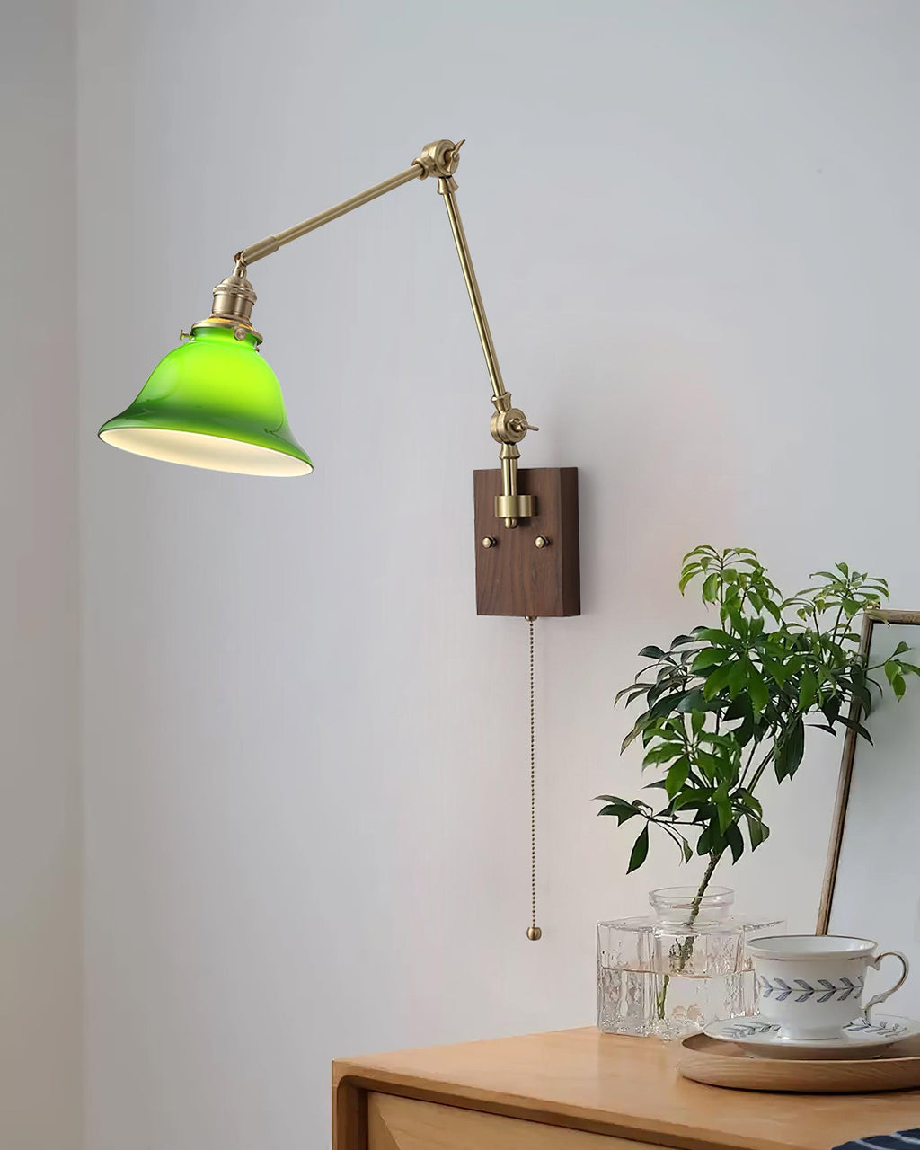 Banker Swing Arm Wood Wall Light — product view 11