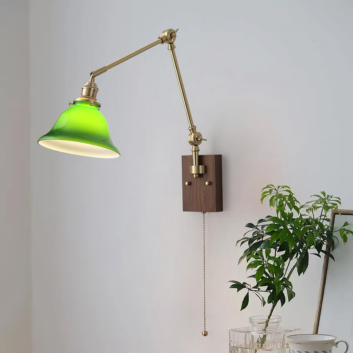 Banker Swing Arm Wood Wall Light — product view 2