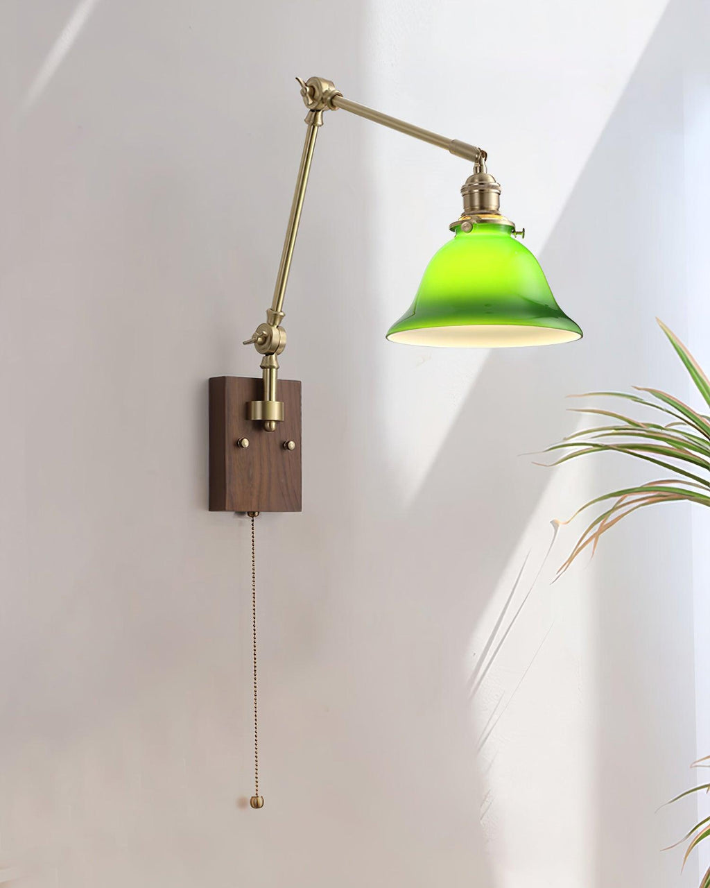 Banker Swing Arm Wood Wall Light — product view 3