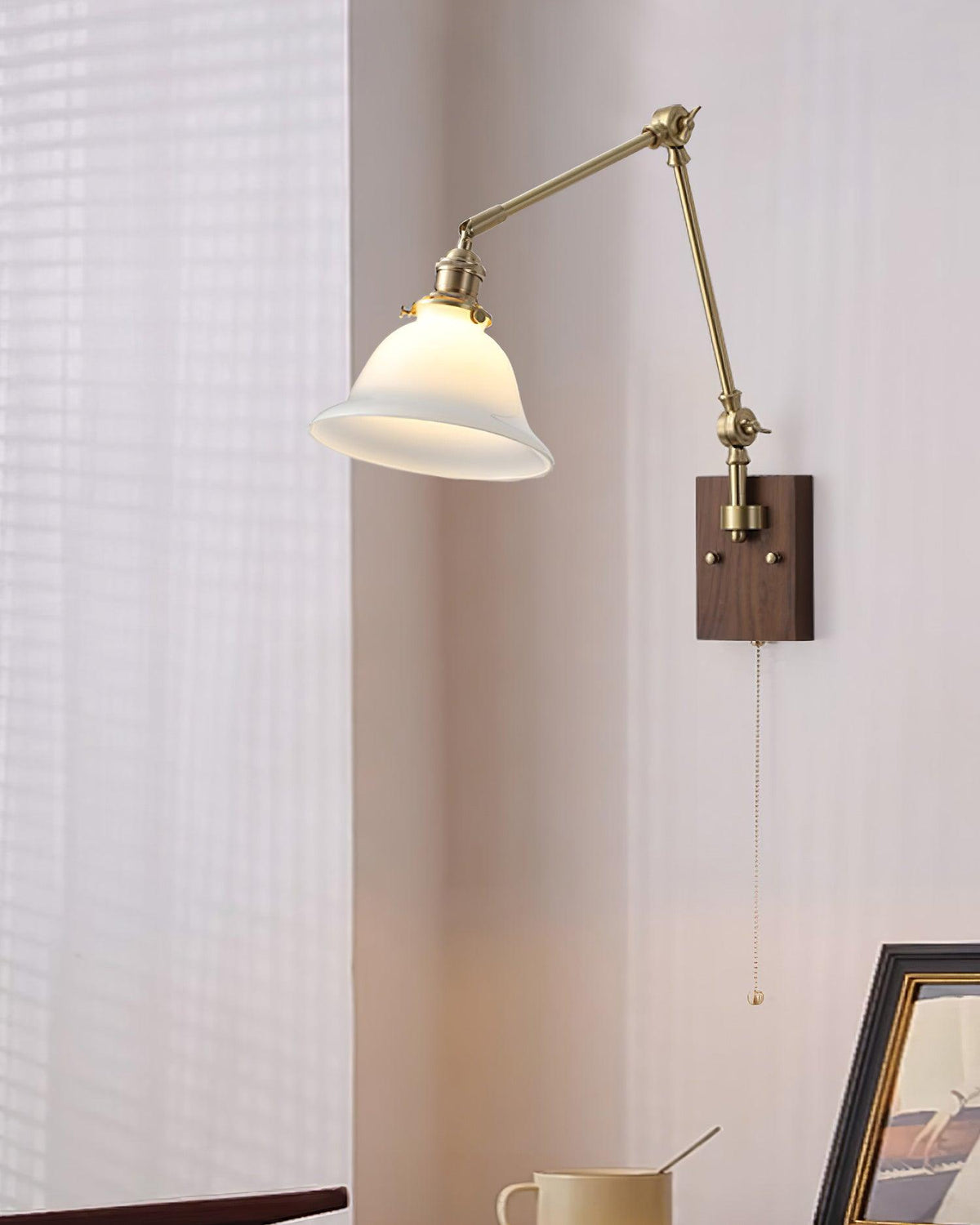 Banker Swing Arm Wood Wall Light — product view 6