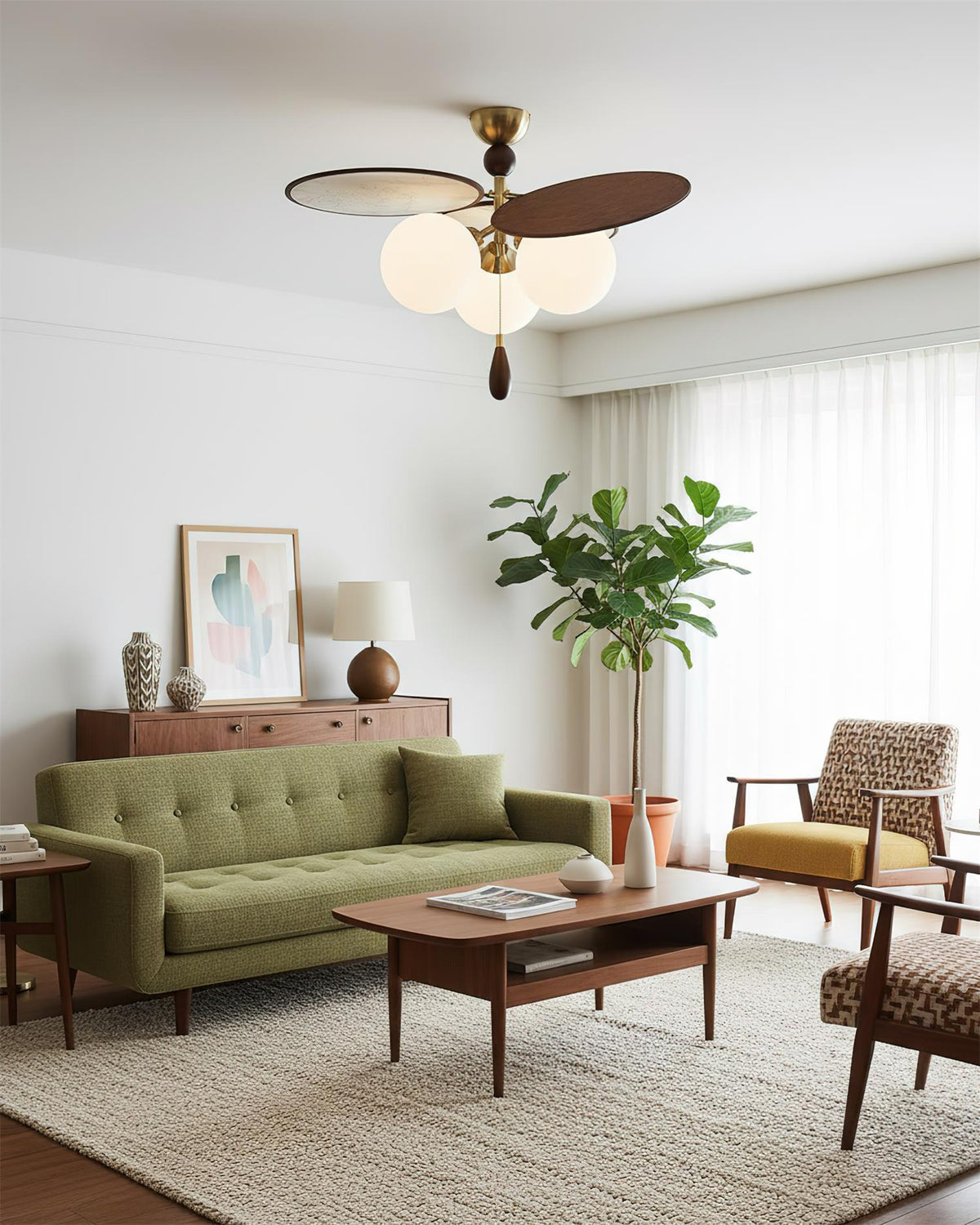 Celestial Spin Wood Ceiling Lamp — product view 2