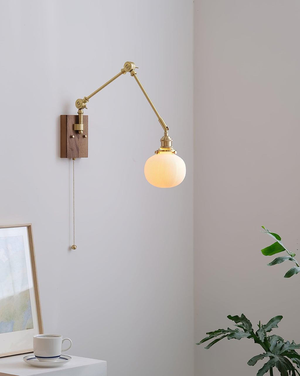 Elia Swing Arm Wood Wall Lamp — product view 3