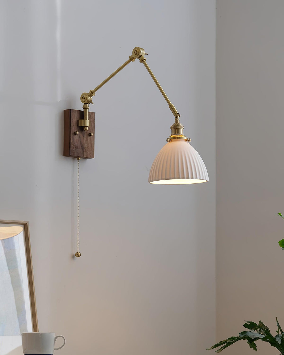 Elia Swing Arm Wood Wall Lamp — product view 4