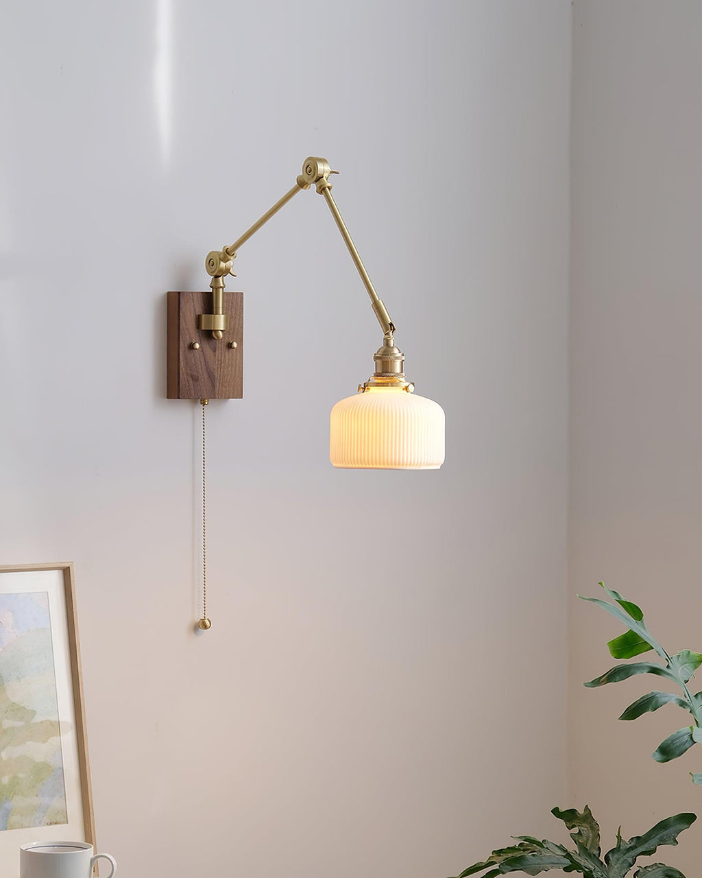 Elia Swing Arm Wood Wall Lamp — product view 9