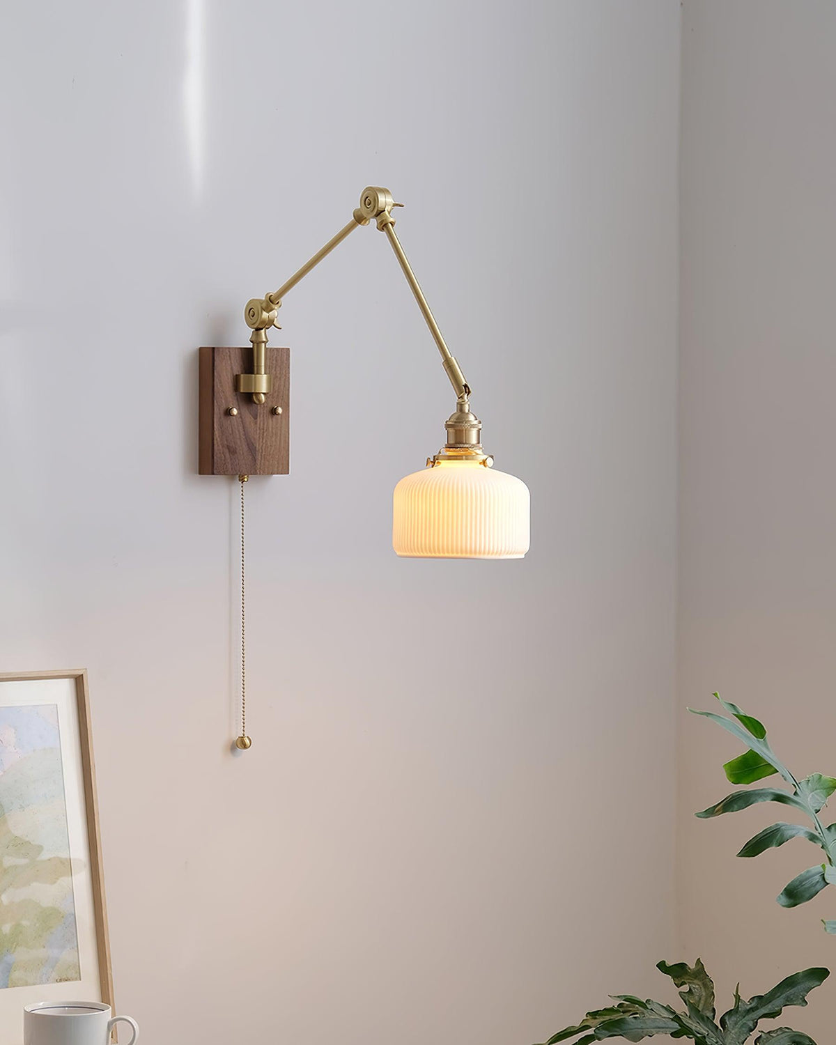Elia Swing Arm Wood Wall Lamp — product view 9