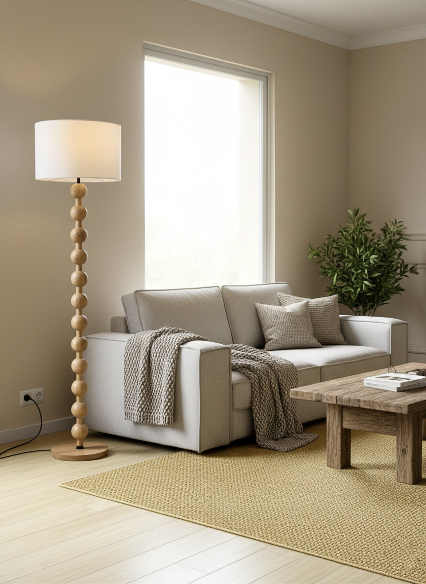 Hugo Barbell Wood Floor Lamp — product view 11
