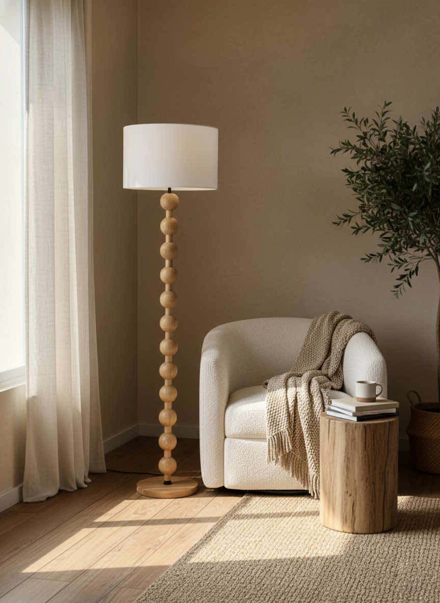 Hugo Barbell Wood Floor Lamp — product view 6
