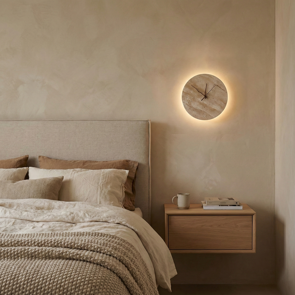 Kiera Travertine Clock Wall Lamp — product view 6