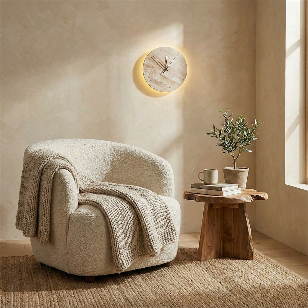 Kiera Travertine Clock Wall Lamp — product view 8