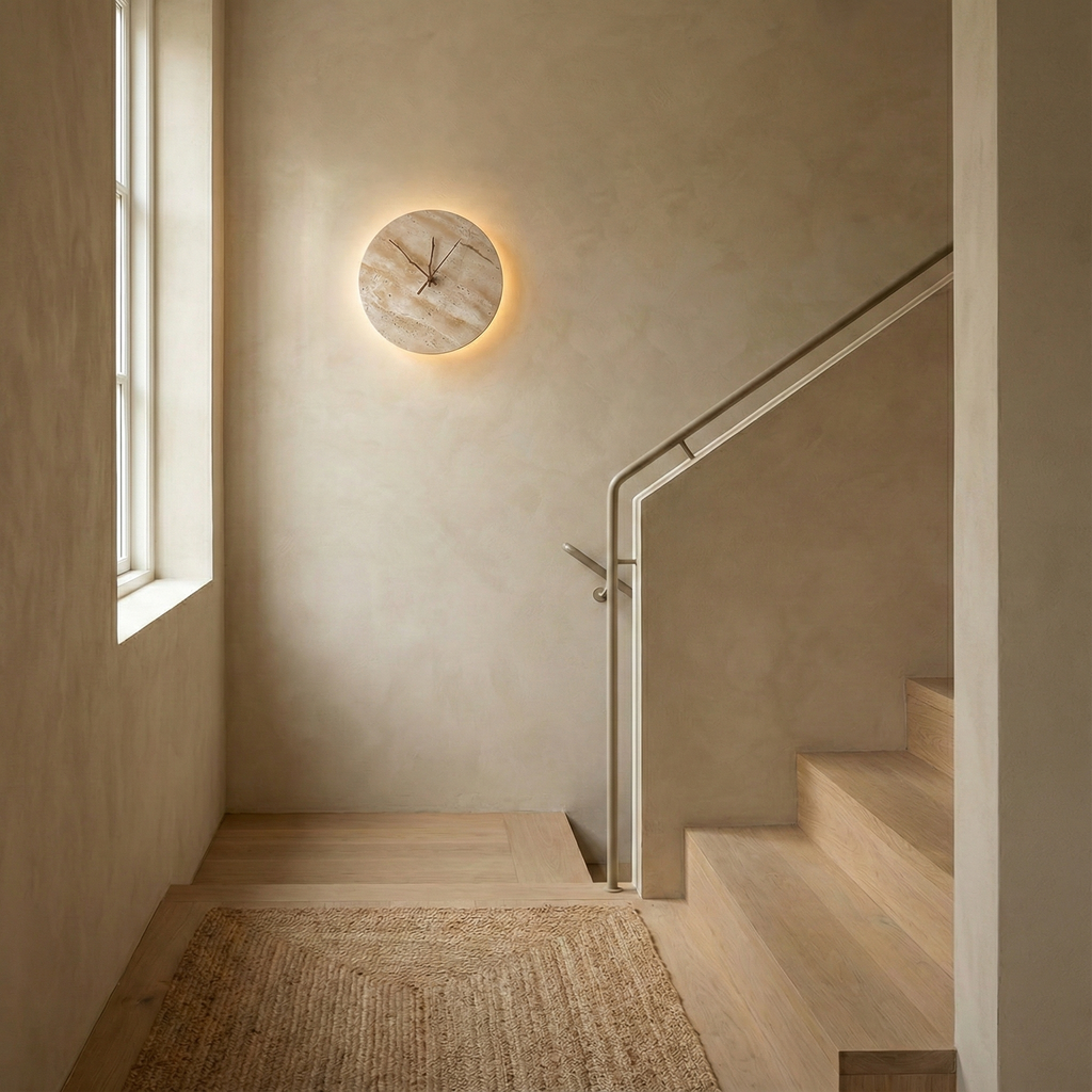 Kiera Travertine Clock Wall Lamp — product view 9