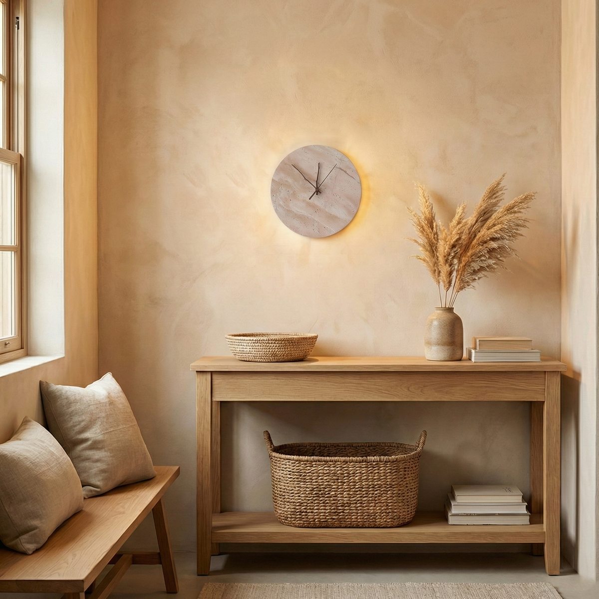 Kiera Travertine Clock Wall Lamp — product view 11