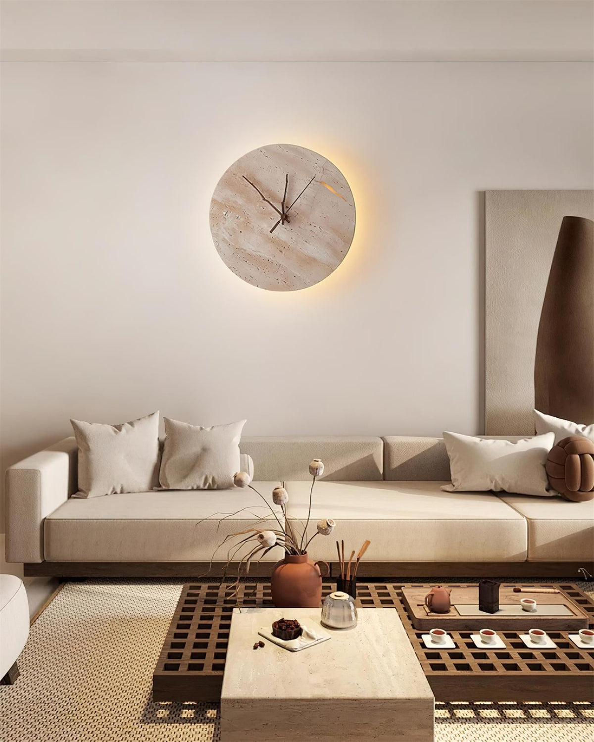 Kiera Travertine Clock Wall Lamp — product view 4