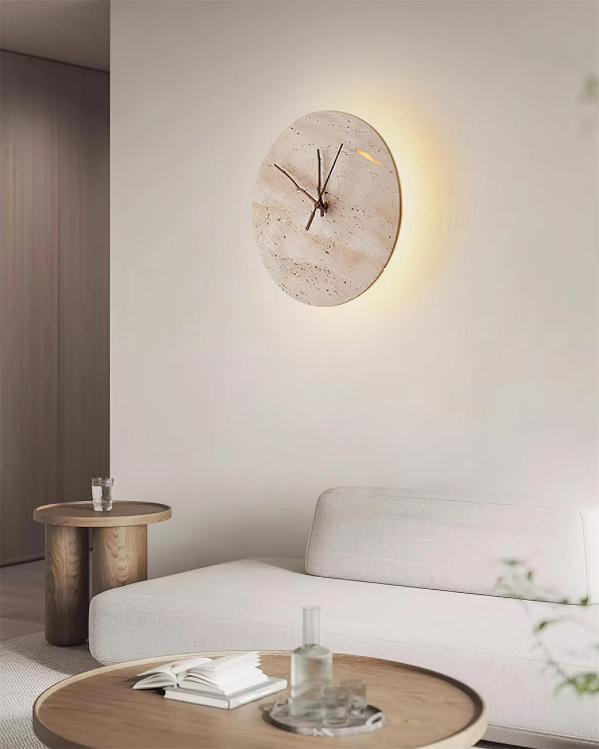 Kiera Travertine Clock Wall Lamp — product view 13