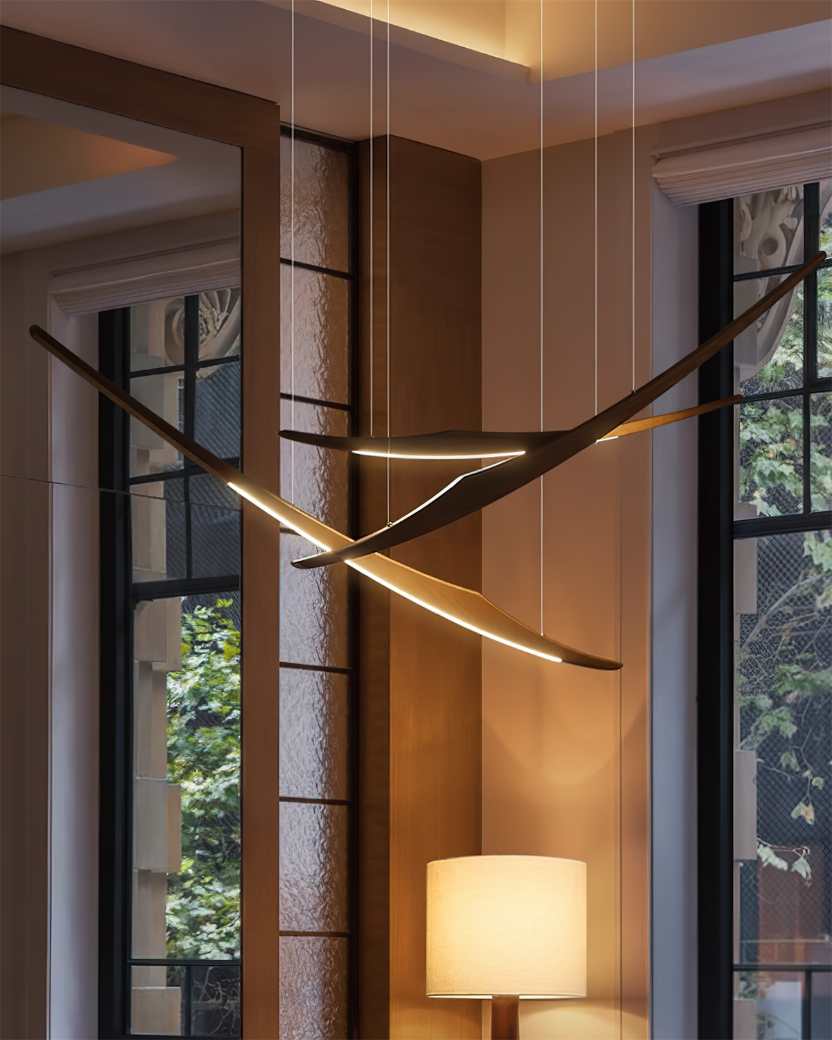 Kinetic Arc Wood Chandelier — product view 2