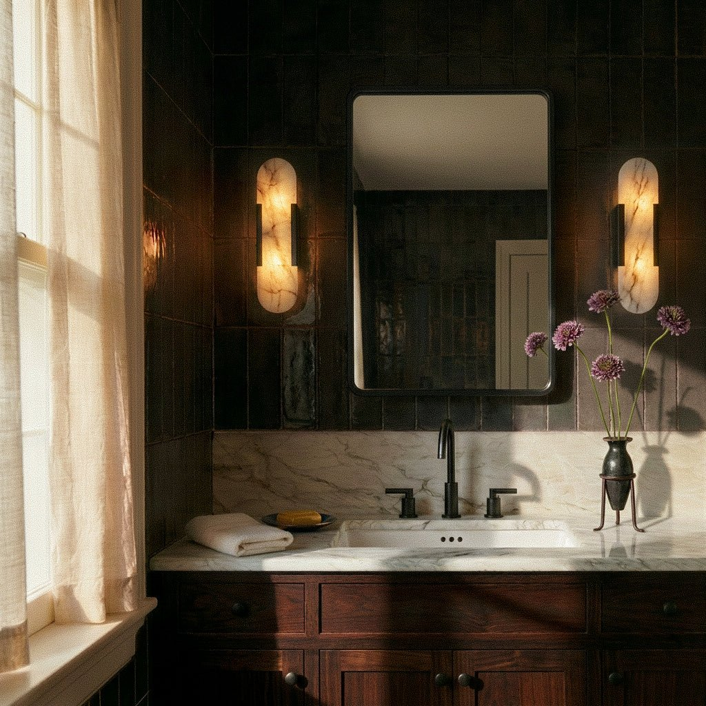 Melange Elongated Alabaster Wall Sconce