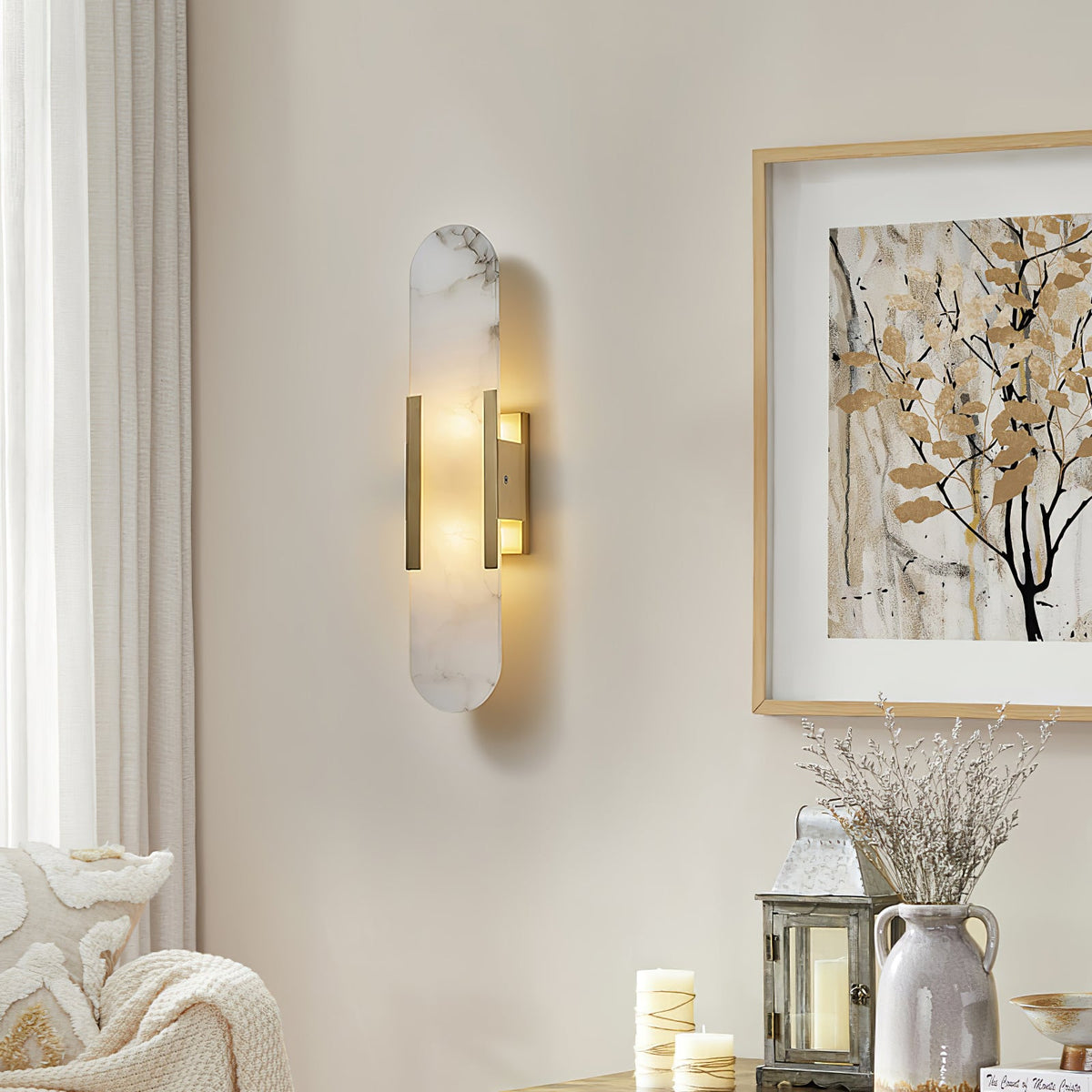Melange Elongated Alabaster Wall Sconce