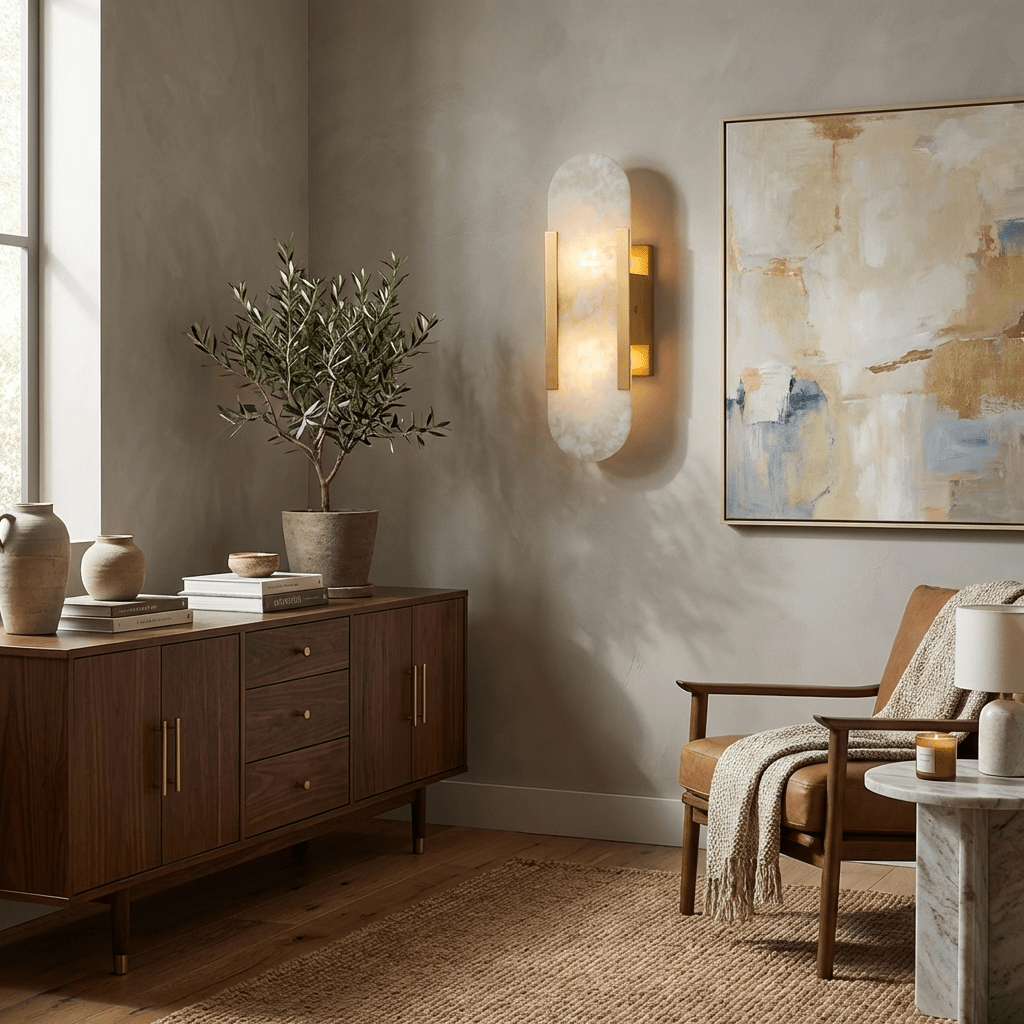 Melange Elongated Alabaster Wall Sconce