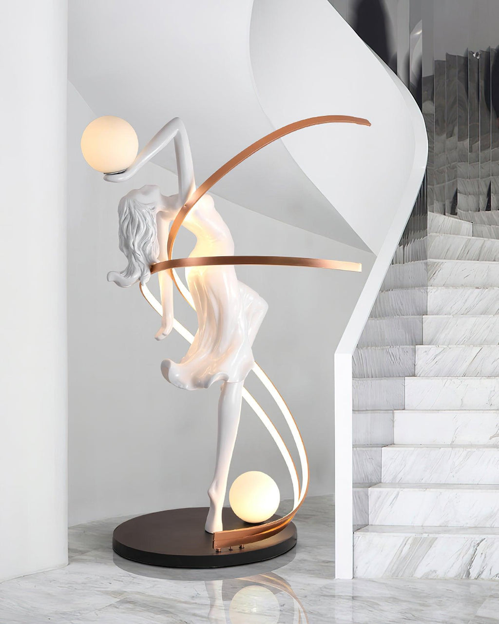 Misha Goddess Statue Glass Floor Lamp — product view 4