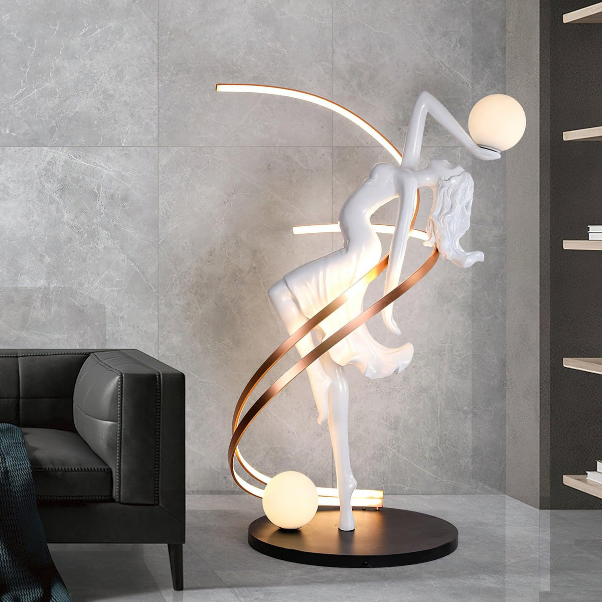 Misha Goddess Statue Glass Floor Lamp — product view 2