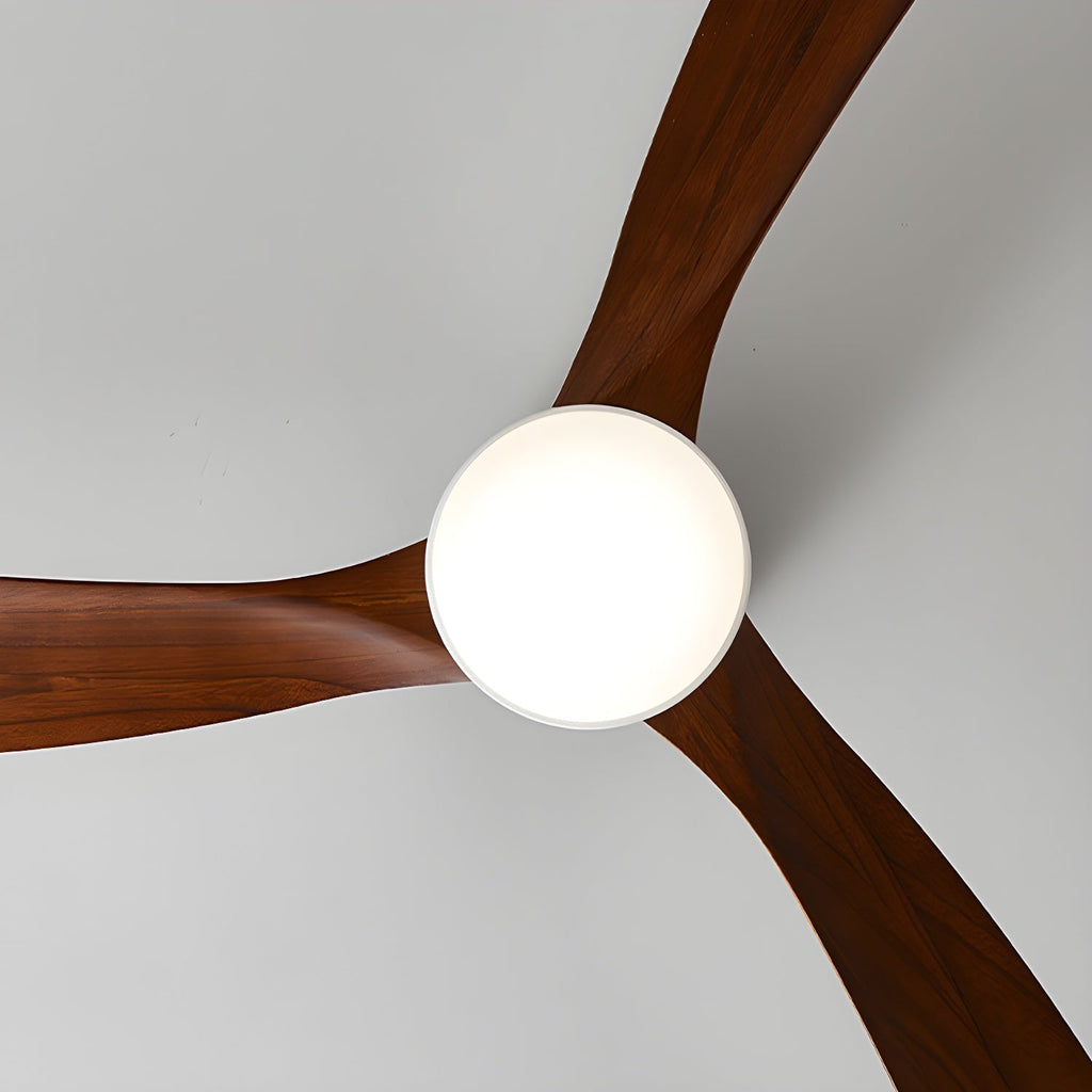 Nordic Solid Wood Ceiling Fan with LED Light