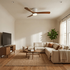 Nordic Solid Wood Ceiling Fan with LED Light