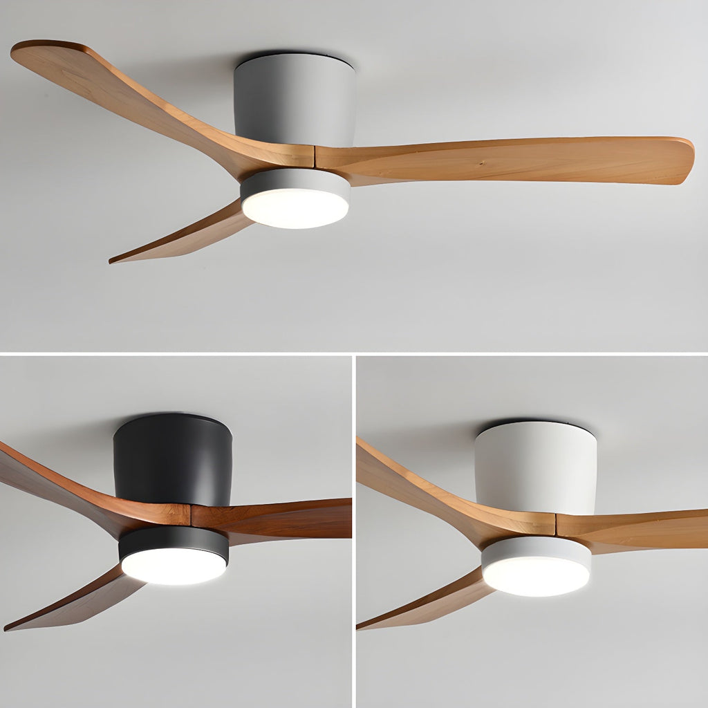 Nordic Solid Wood Ceiling Fan with LED Light