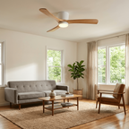 Nordic Solid Wood Ceiling Fan with LED Light