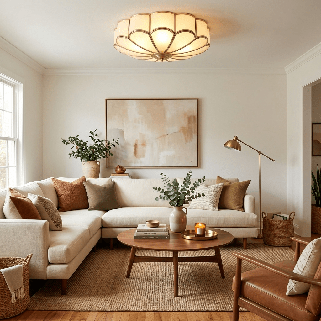 Petal Brass Glass Ceiling Light