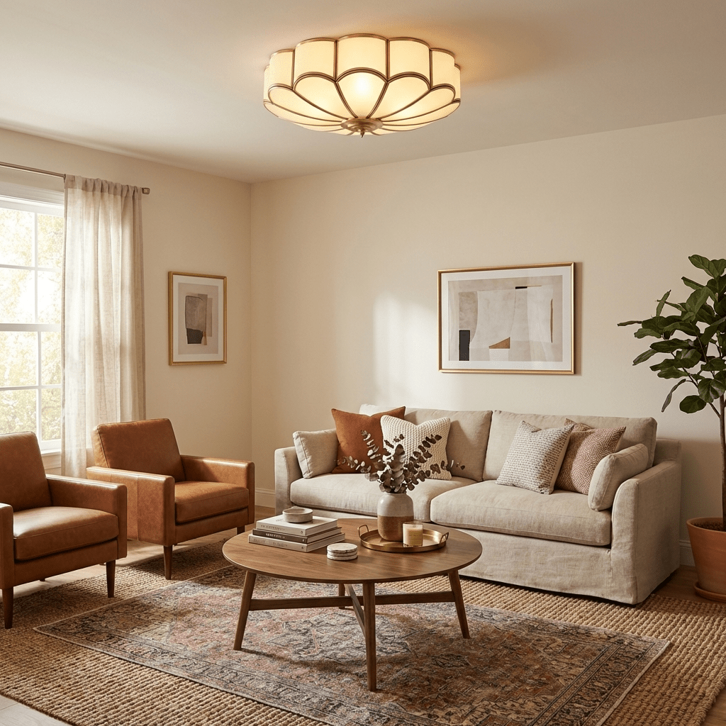 Petal Brass Glass Ceiling Light