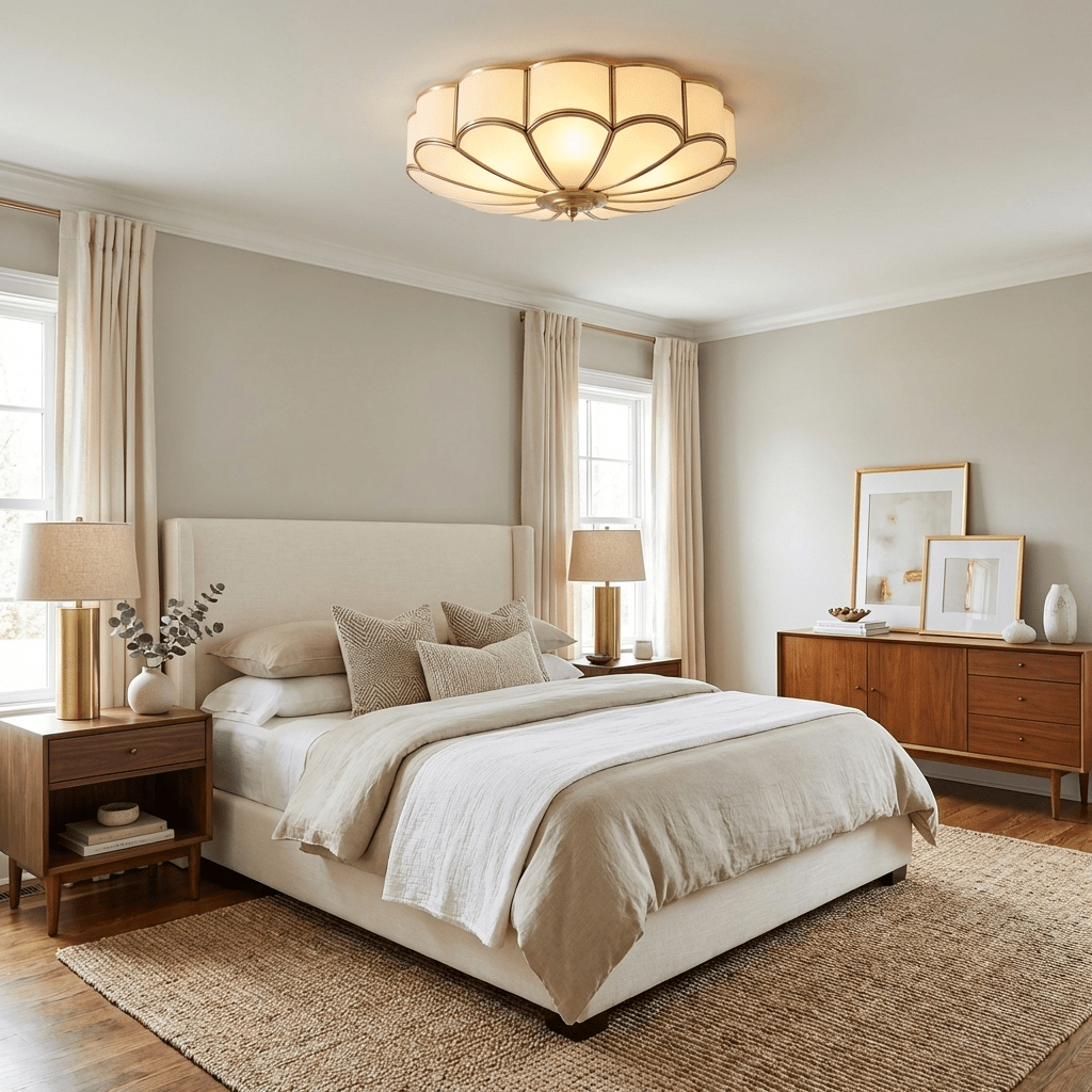 Petal Brass Glass Ceiling Light