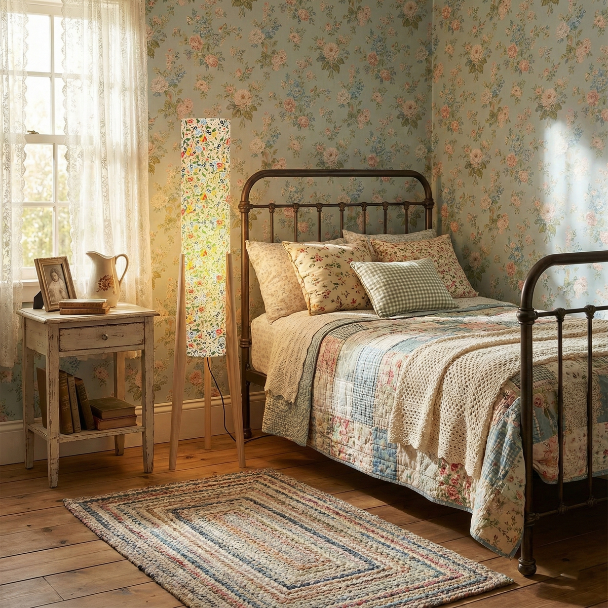 Roya Floral Wood Floor Lamp — product view 6