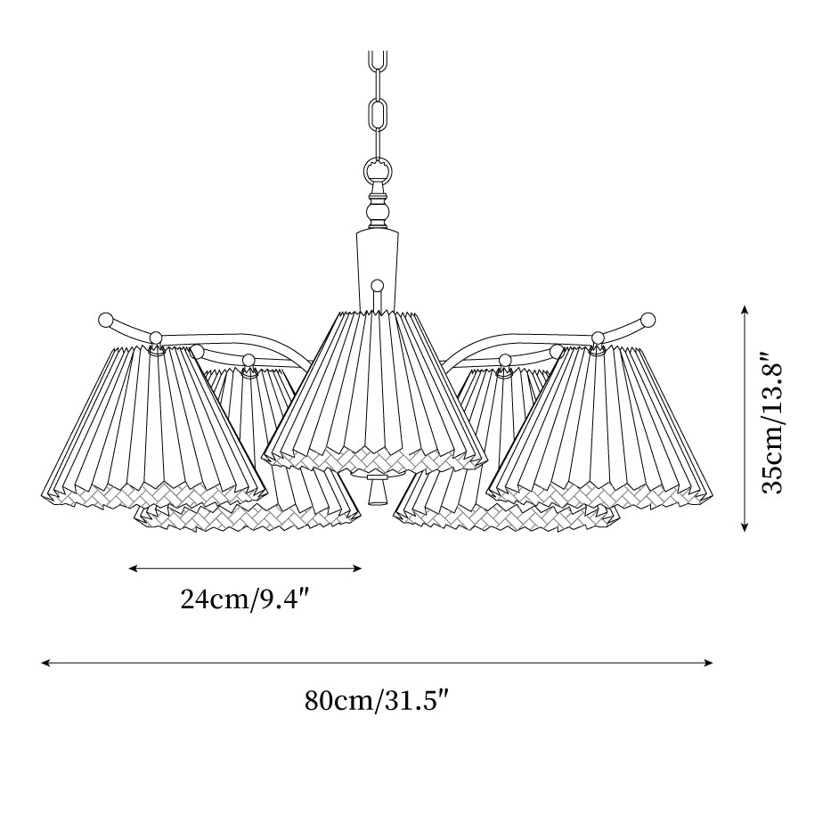Suki Pleated Wood Chandelier — product view 6