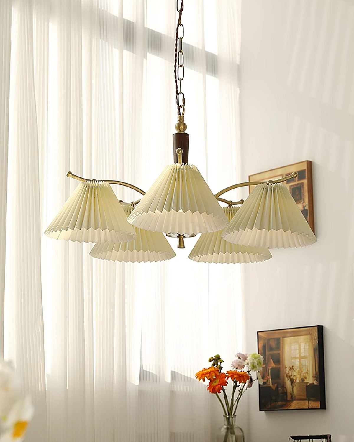 Suki Pleated Wood Chandelier — product view 3