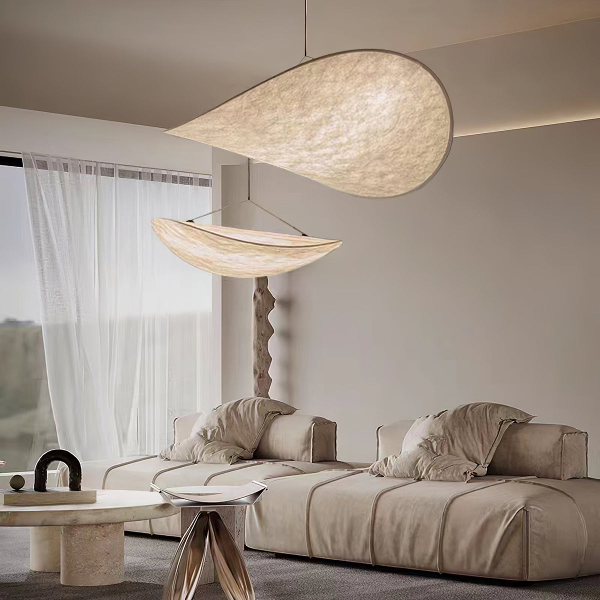 Tense Sculptural Tyvek Cloud Pendant Light