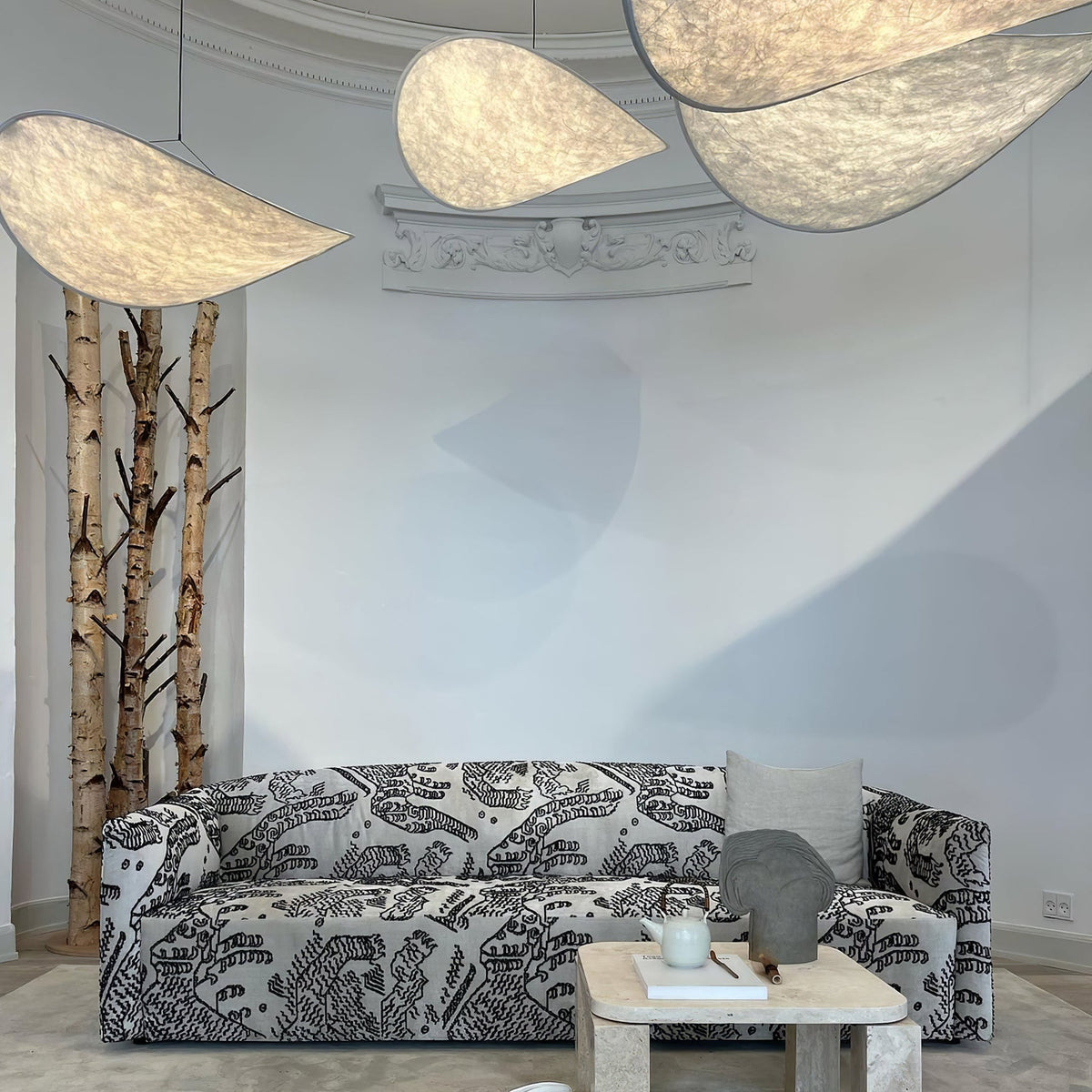 Tense Sculptural Tyvek Cloud Pendant Light