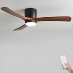 Nordic Solid Wood Ceiling Fan with LED Light