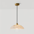 Alabaster dome pendant light with brass fitting and cable suspension - view 17