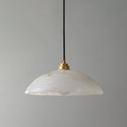 Alabaster dome pendant light with brass fitting and cable suspension - view 21