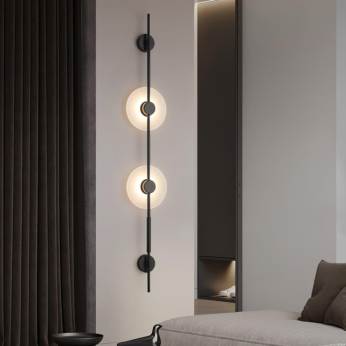 Alabaster Orb Vertical LED Wall Sconce - product view 2