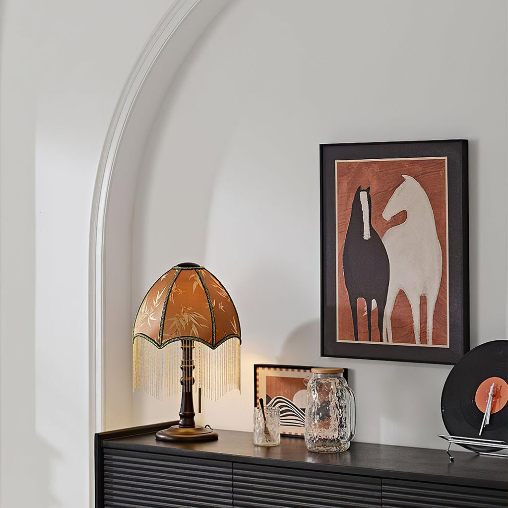 Tassel Bead Wood Table Lamp — product view 3