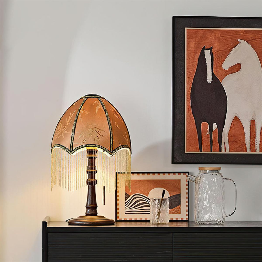 Tassel Bead Wood Table Lamp — product view 4