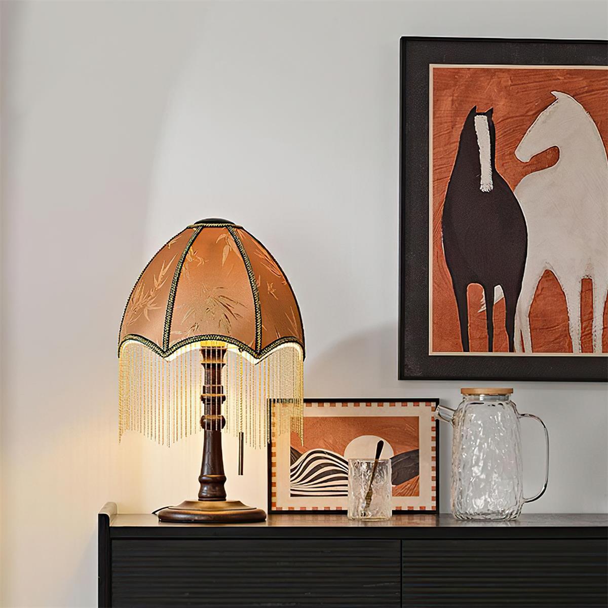 Tassel Bead Wood Table Lamp — product view 4