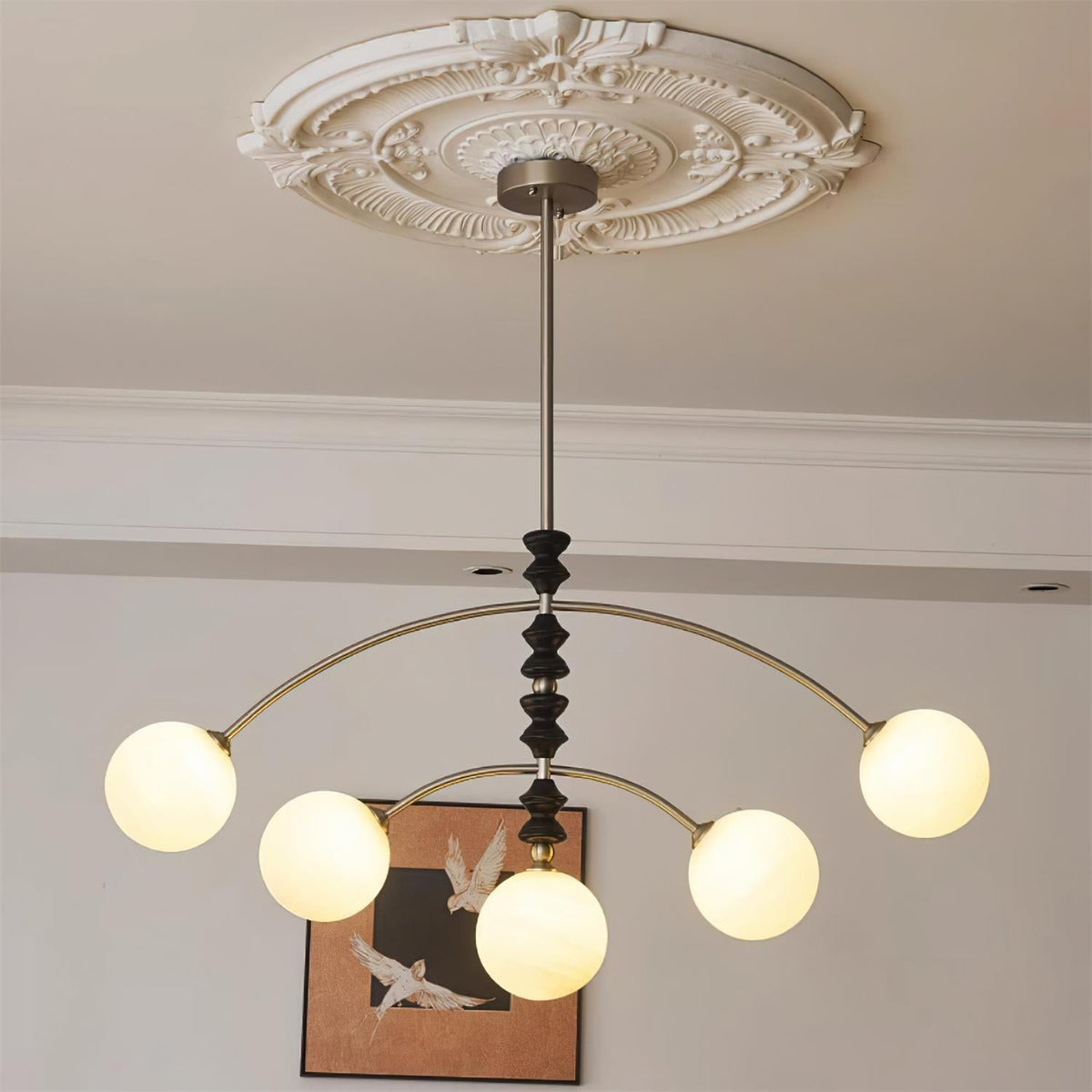 Sloane Faux Alabaster & Wood Chandelier — product view 2